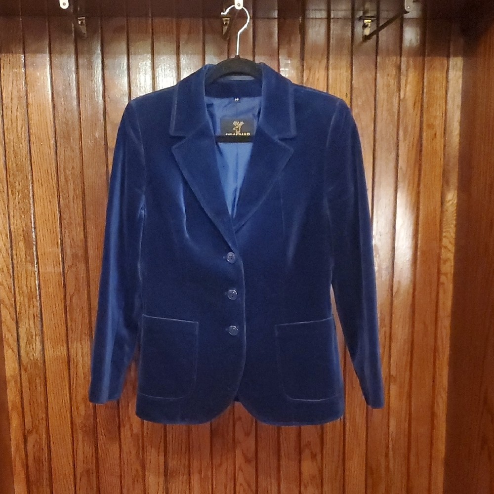VINTAGE BRAEMAR SIZE 14 Women's Blue Velvet Blazer